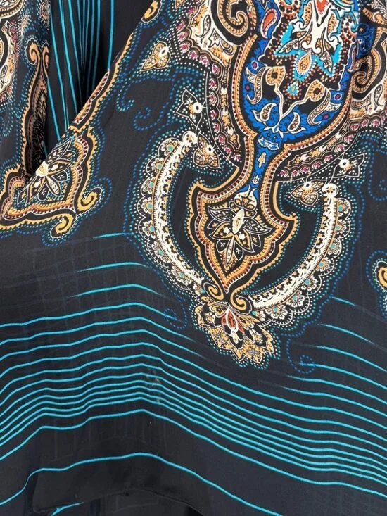 Y2K Vintage Silk Mini Dress Black Blue Paisley Halter Size P Boho Festival Chic - Picture 7 of 15